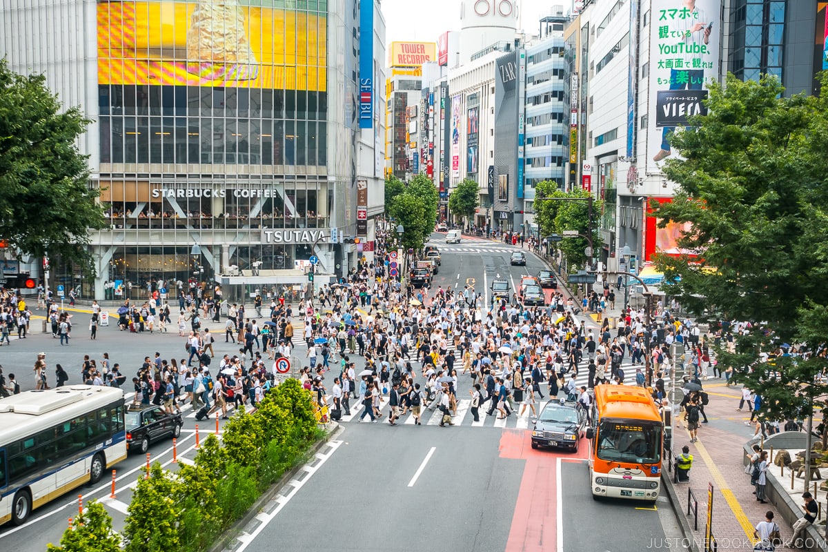 Shibuya Crossing with pedestrians